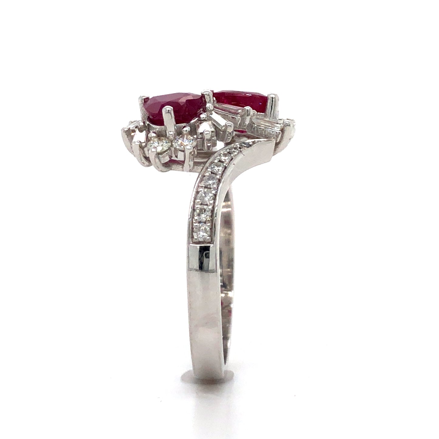 18K White Gold Ruby and Diamond Ring (6mm)