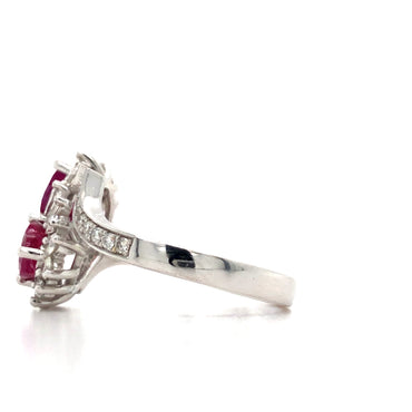 18K White Gold Ruby and Diamond Ring (6mm)