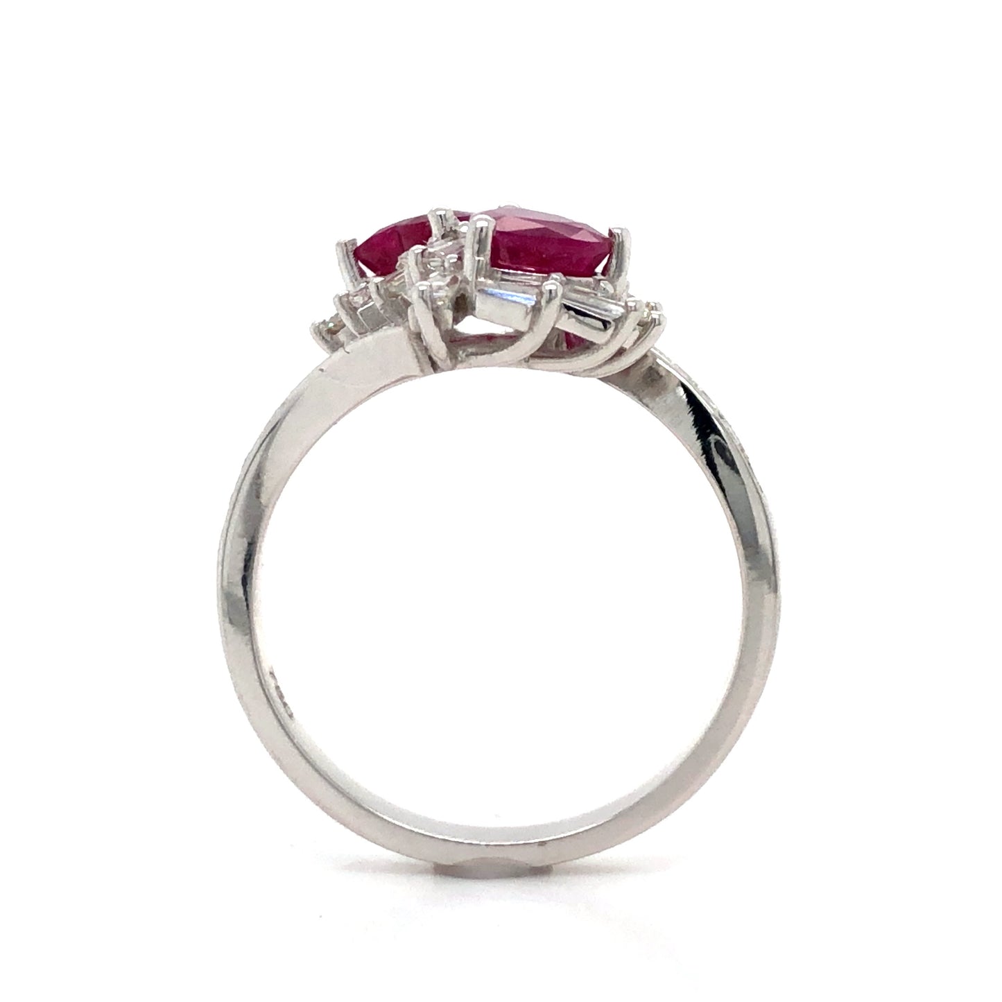 18K White Gold Ruby and Diamond Ring (6mm)