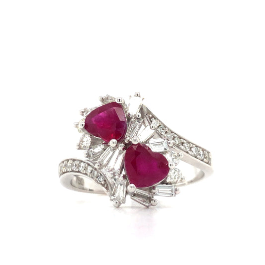 18K White Gold Ruby and Diamond Ring (6mm)
