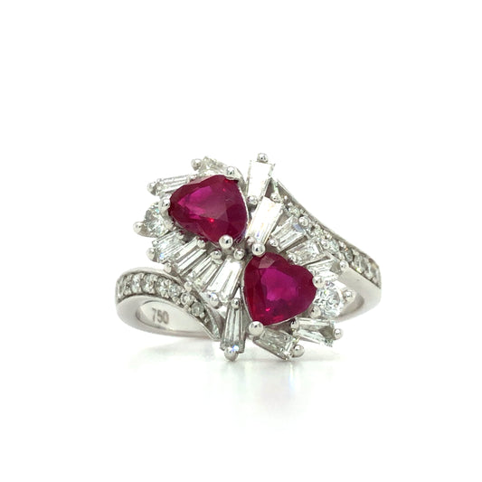 18K White Gold Ruby and Diamond Ring (4.5mm)