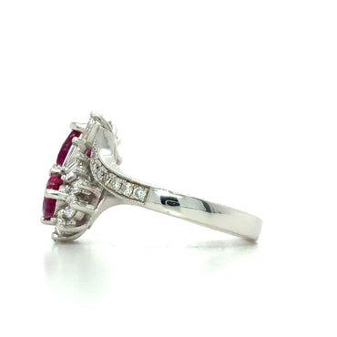 18K White Gold Ruby and Diamond Ring (4.5mm)