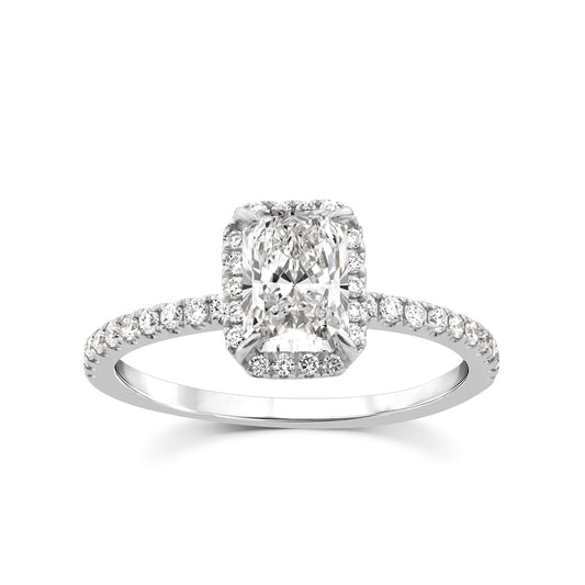 1.25ct Lab Grown Diamond Halo Ring in 9K White Gold