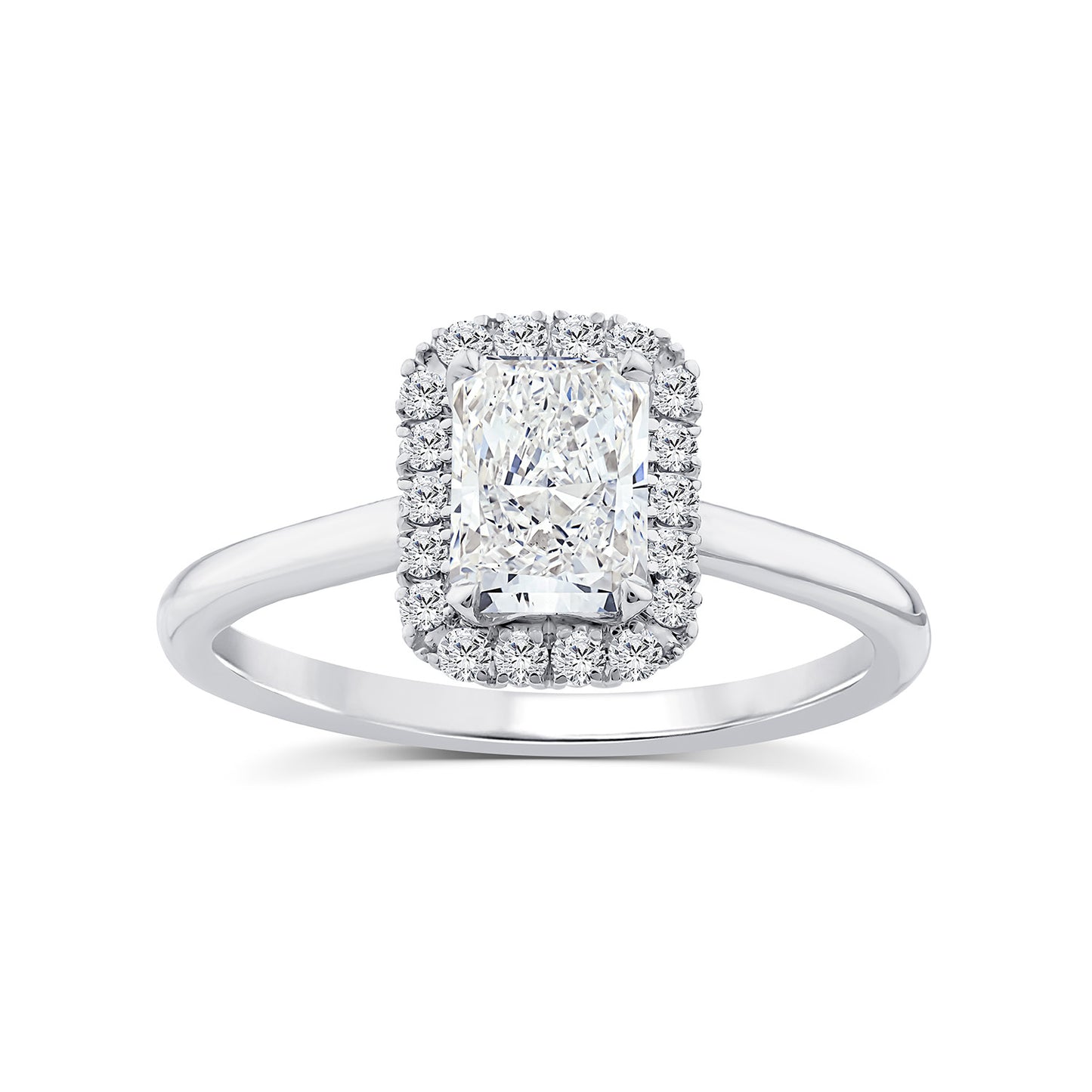 1.15ct Lab Grown Diamond Halo Ring in 9K White Gold