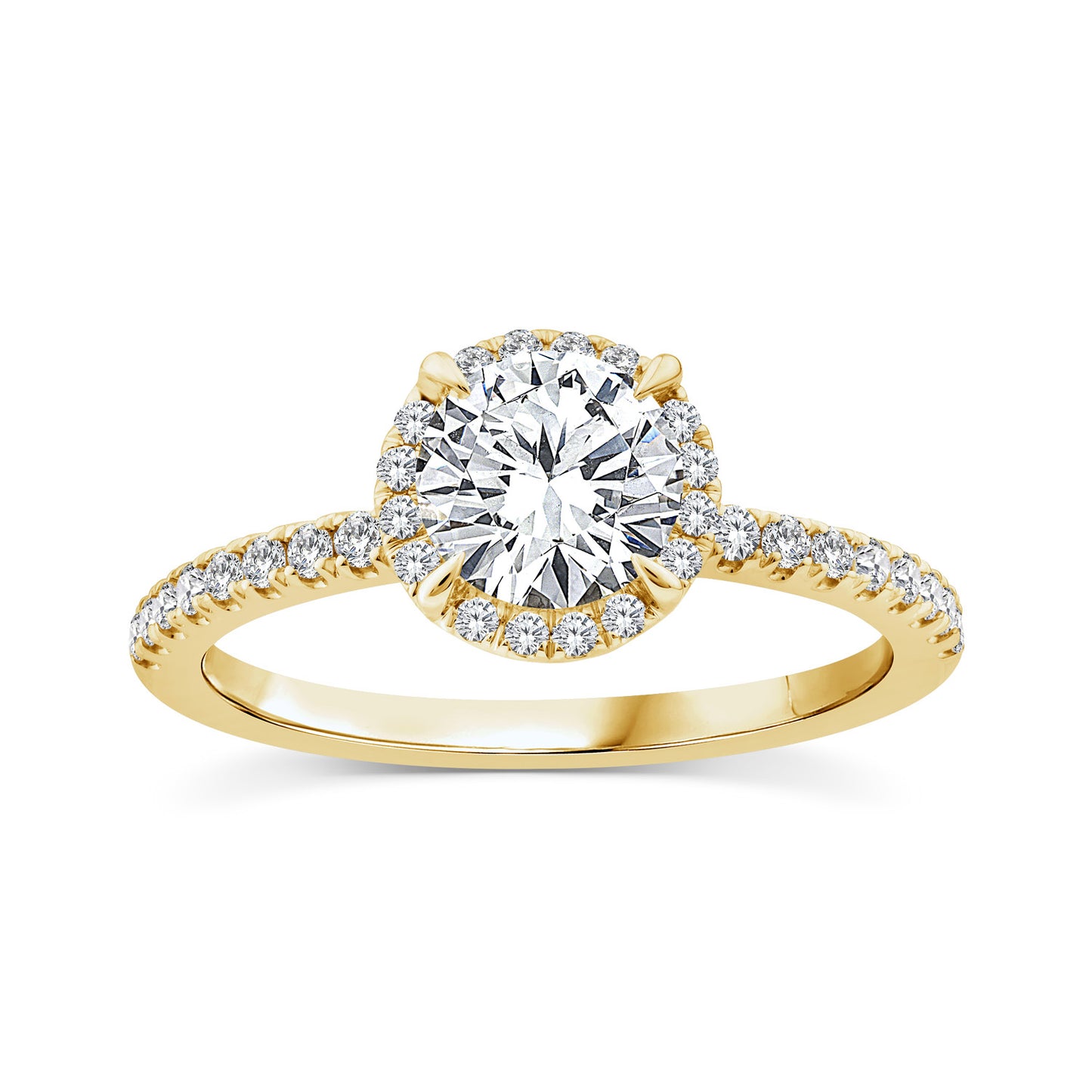 1.25ct Lab Grown Diamond Halo Ring in 9K Yellow Gold