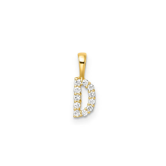 D INITIAL 0.10ct Lab Grown Diamond Pendant in 9K Yellow Gold