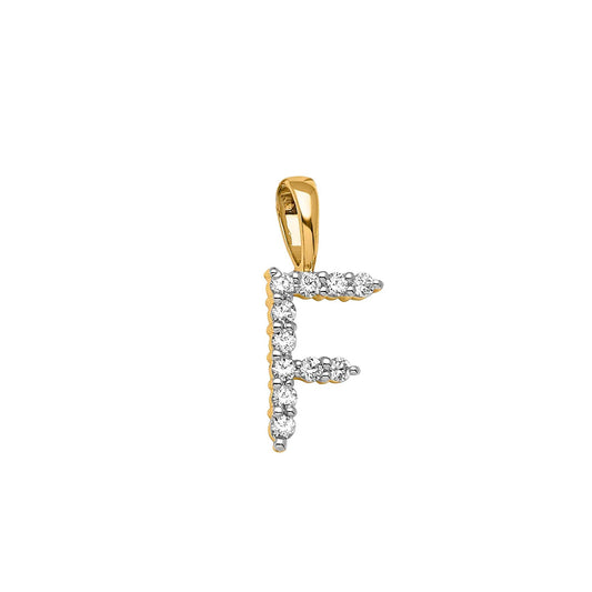 F INITIAL 0.11ct Lab Grown Diamond Pendant in 9K Yellow Gold