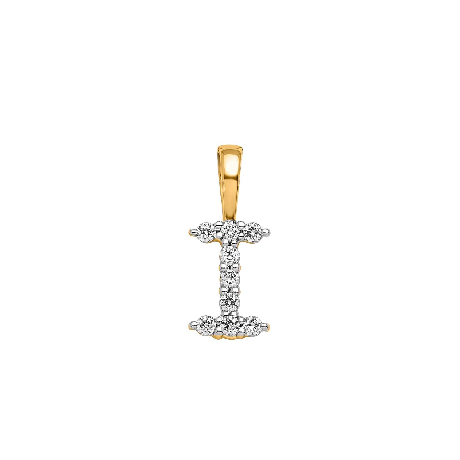 Initial Lab Grown Diamond Pendant in 9K Gold — I, 9kt YG