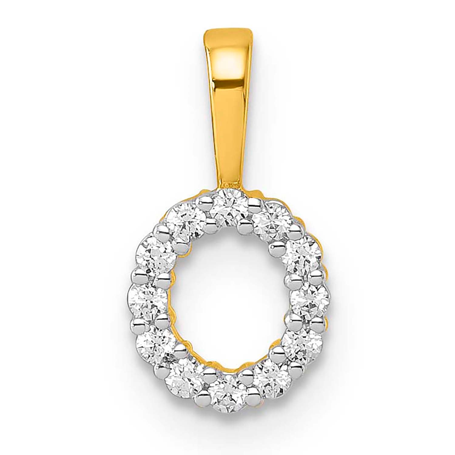 Initial Lab Grown Diamond Pendant in 9K Gold — O, 9kt YG