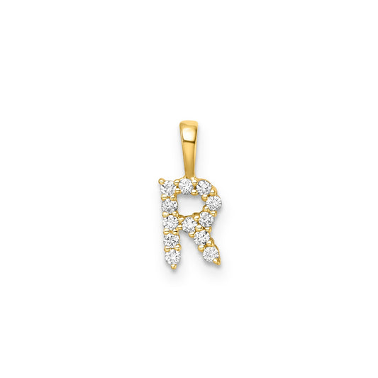 R INITIAL 0.13ct Lab Grown Diamond Pendant in 9K Yellow Gold