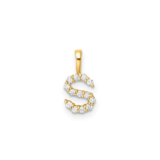 S INITIAL 0.13ct Lab Grown Diamond Pendant in 9K Yellow Gold