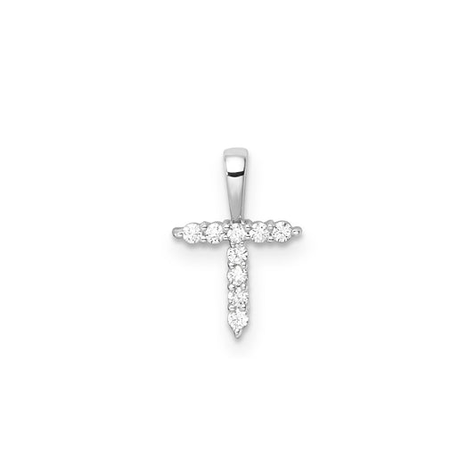 T INITIAL 0.09ct Lab Grown Diamond Pendant in 9K White Gold