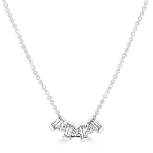 0.10ct HI I1 Diamond Necklace 40-45cm in 9K White Gold