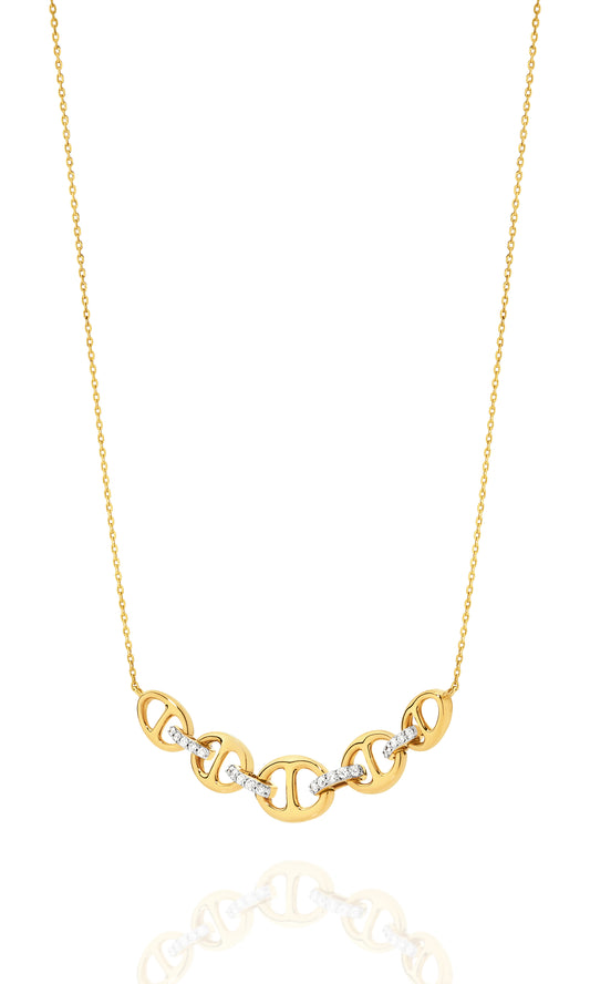 Necklace 9KT 2.89g/18KT 3.86g 0.12ct GH/SI