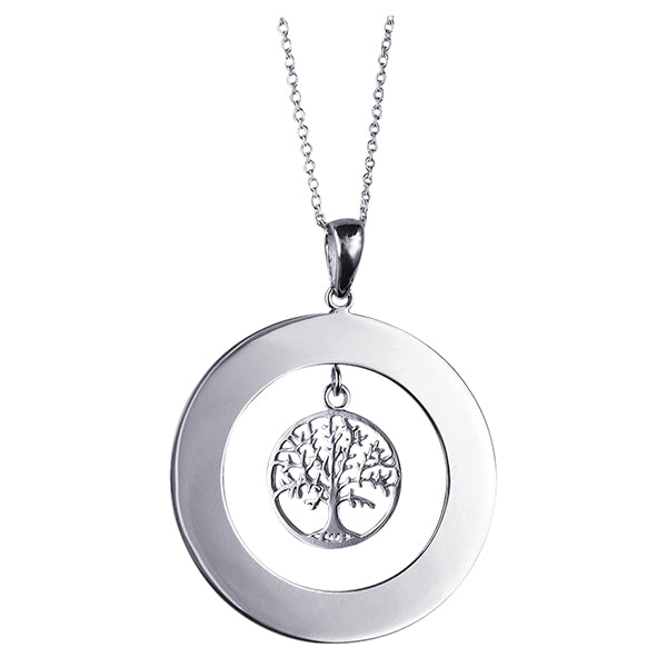 32mm Open Circle Engraving Disc Pendant + 15mm ‘Tree of Life’ with 40cm Chain + 5cm Extender