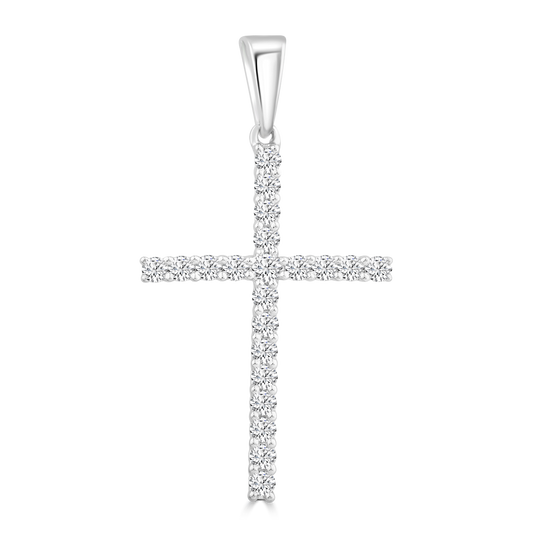 Diamond Cross Pendant with 0.25ct Diamonds in 9K White Gold - PC-0173-W
