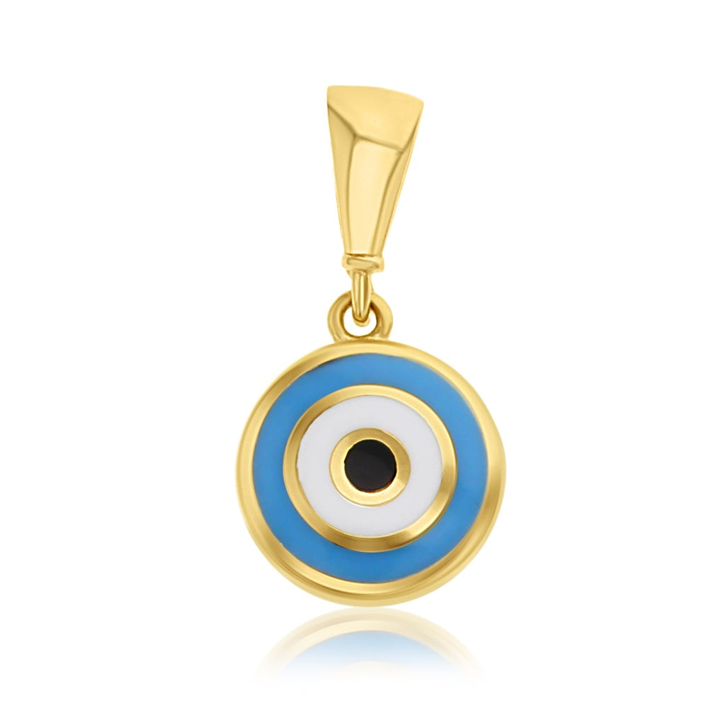 9Y Round Evil Eye with Light Blue Enamel