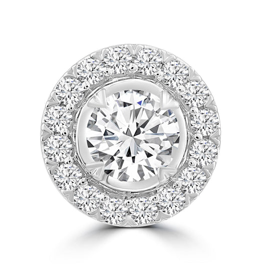 Halo Stud Pendant with 0.33ct Diamonds in 9K White Gold - PF-6140-W