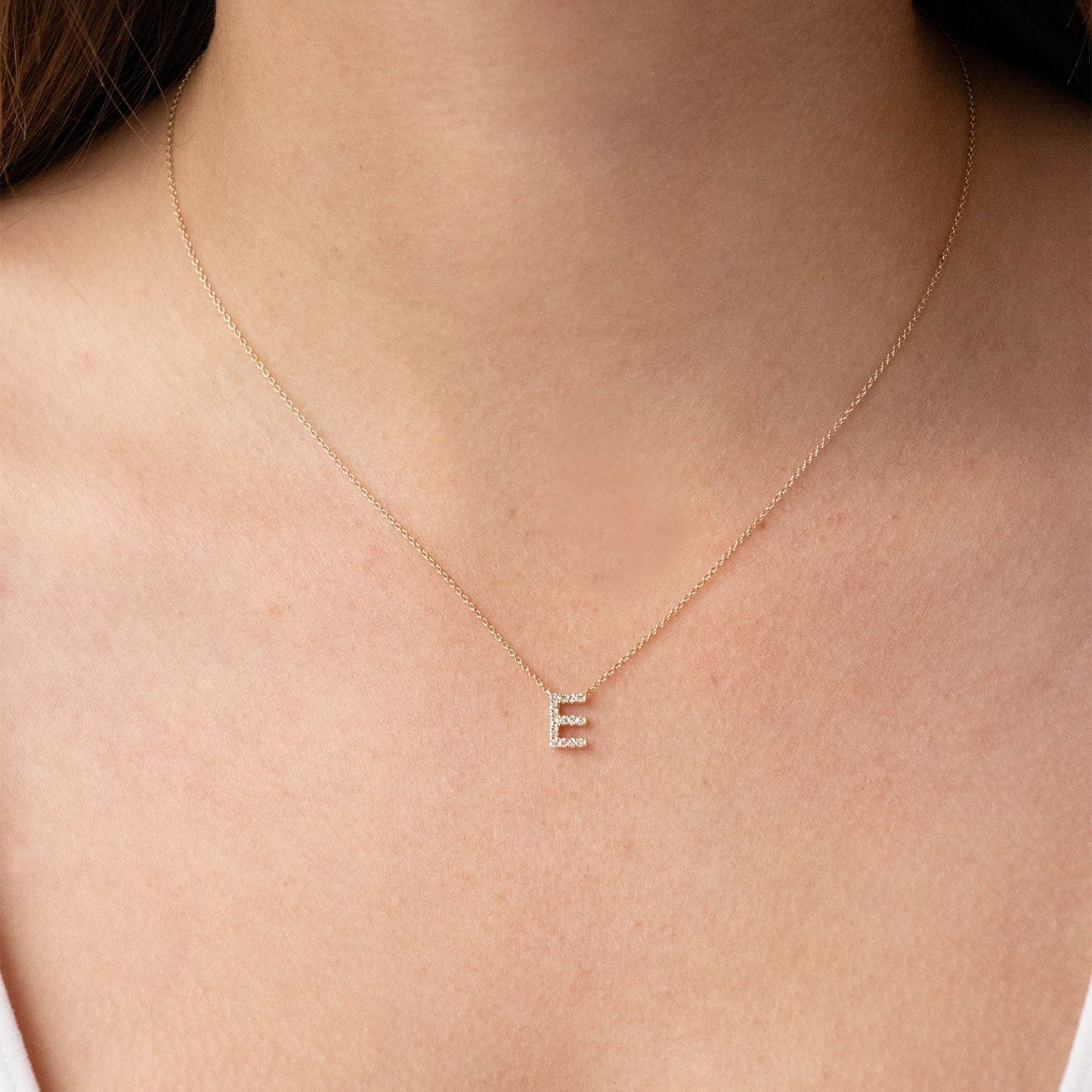 Initial 'F' Necklace with 0.06ct Diamonds in 9K Yellow Gold - PF-6268-Y