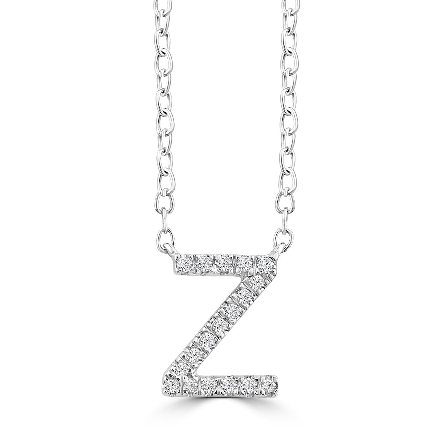 Initial Necklace with Natural Diamonds in 9K White Gold — Z, 9kt WG