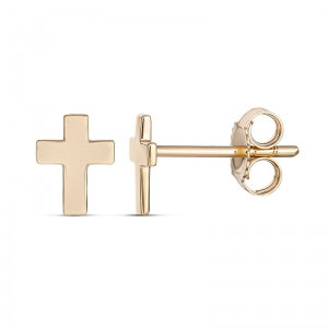 Cross Stud Earring 9kt Yellow Gold