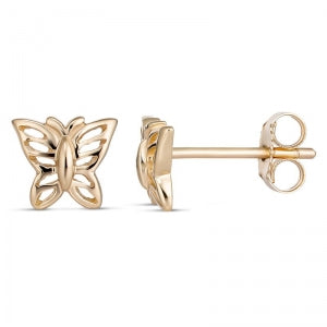 Butterfly Stud Earring 9kt Yellow Gold