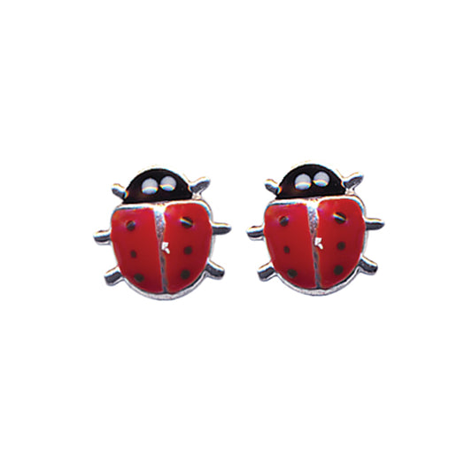 Red Enamel Lady Bird Studs