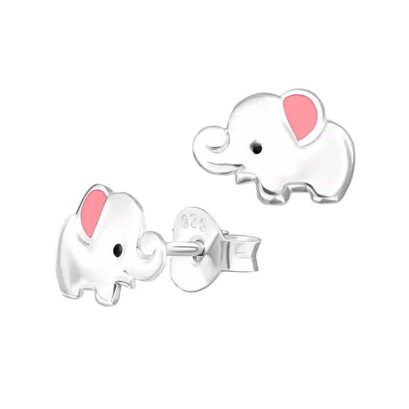 Elephant Studs with Pink Enamel
