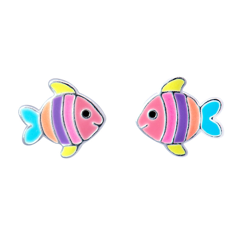 Enamel Rainbow Fish Studs
