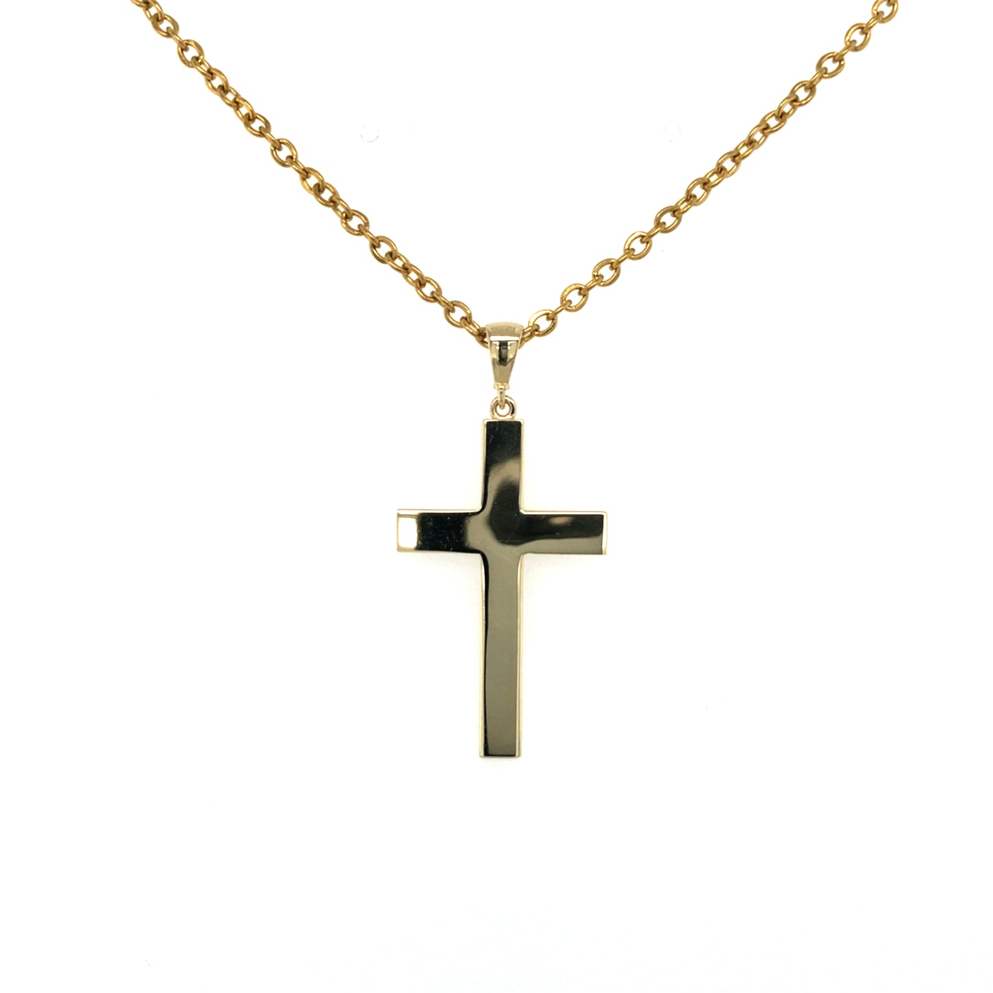 9K YG Hollow Cross 27mm Pendant