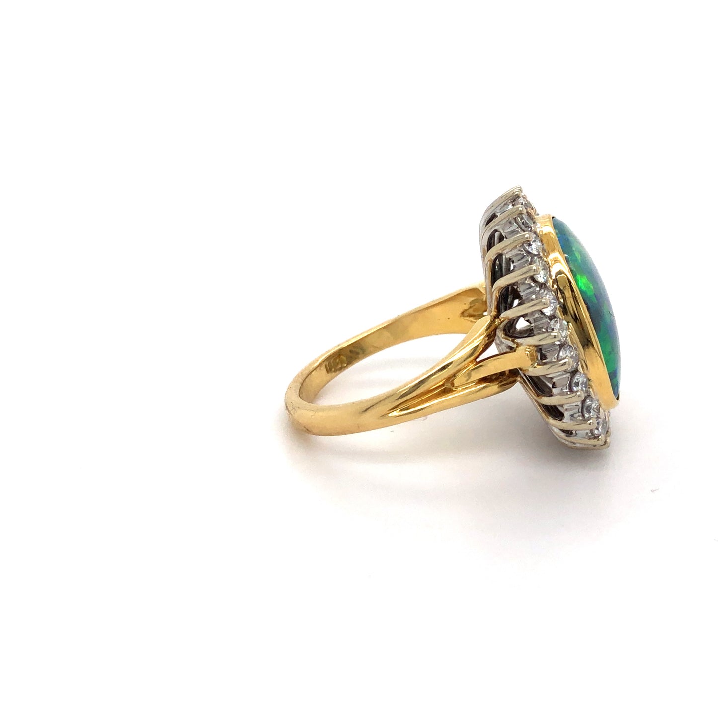 18K 2T Natural Diamond Opal Ring