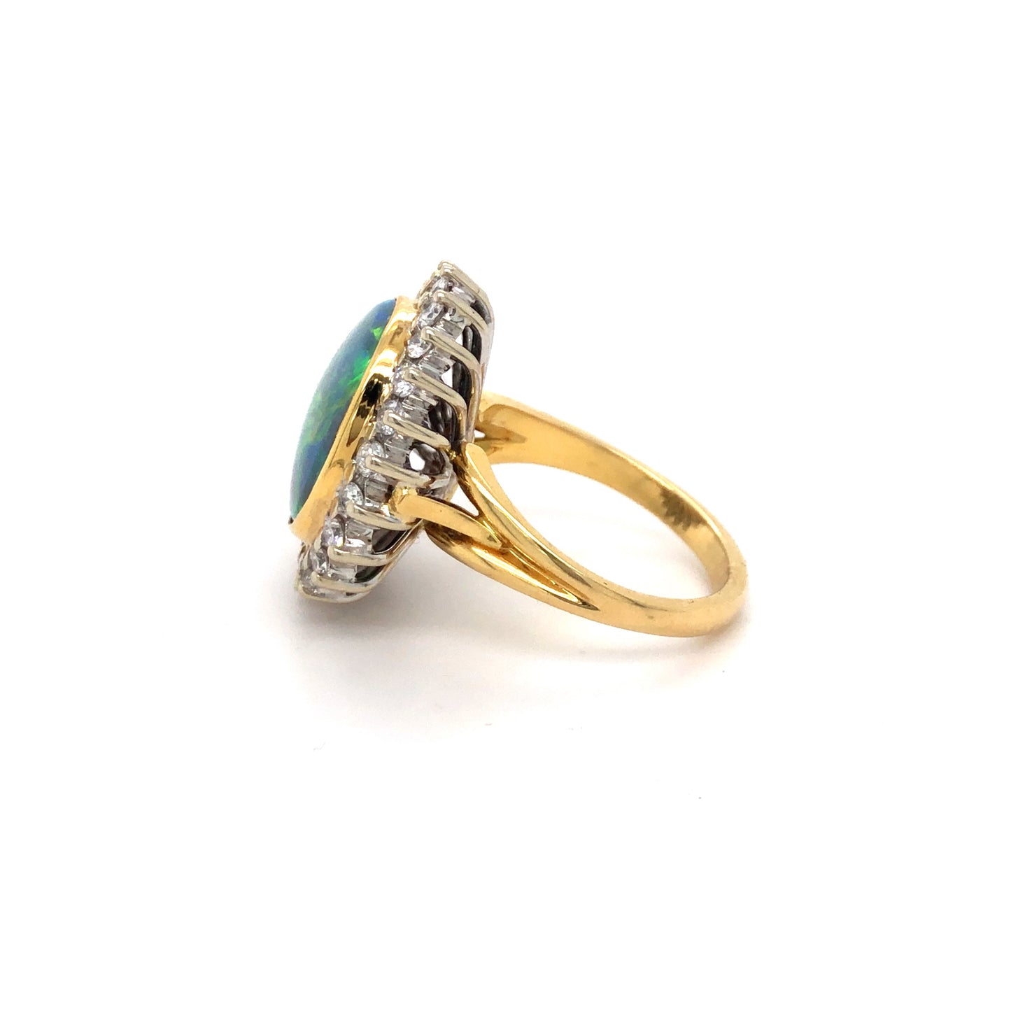 18K 2T Natural Diamond Opal Ring