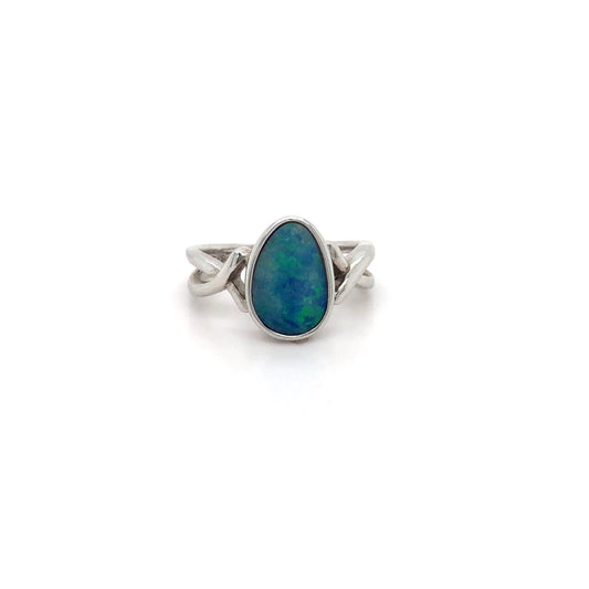 Sterling Silver Double Opal Ring