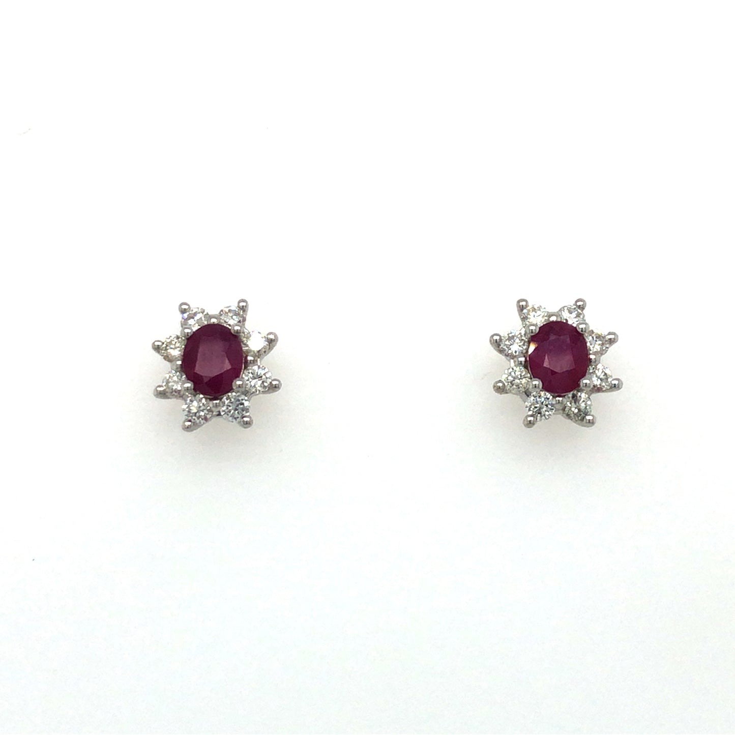 18K White Gold Ruby and Diamond Earring (Oval)