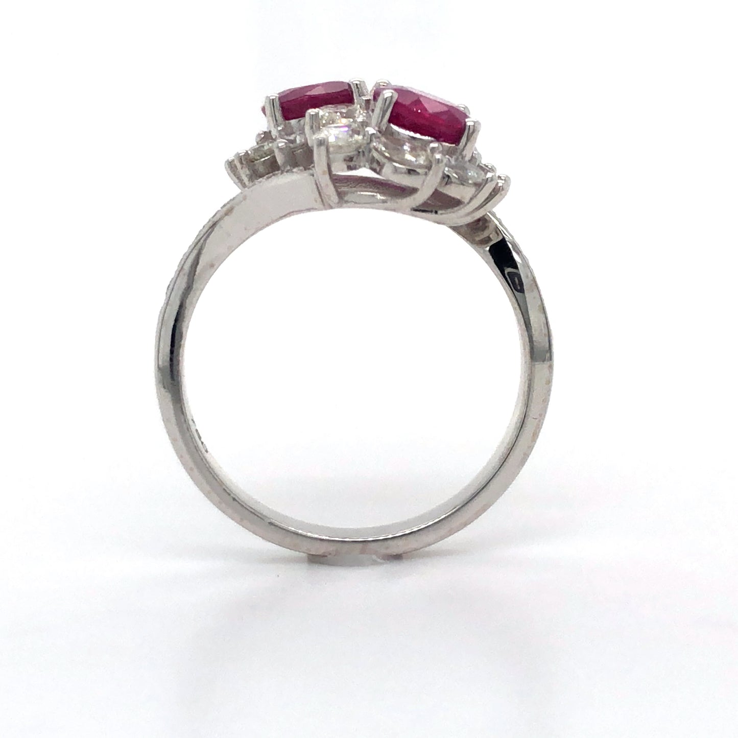 18K White Gold Ruby and Diamond Ring (Oval)