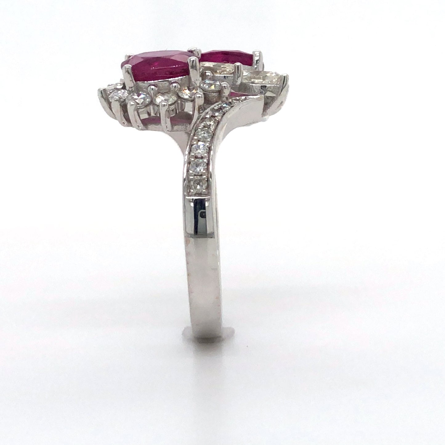 18K White Gold Ruby and Diamond Ring (Oval)