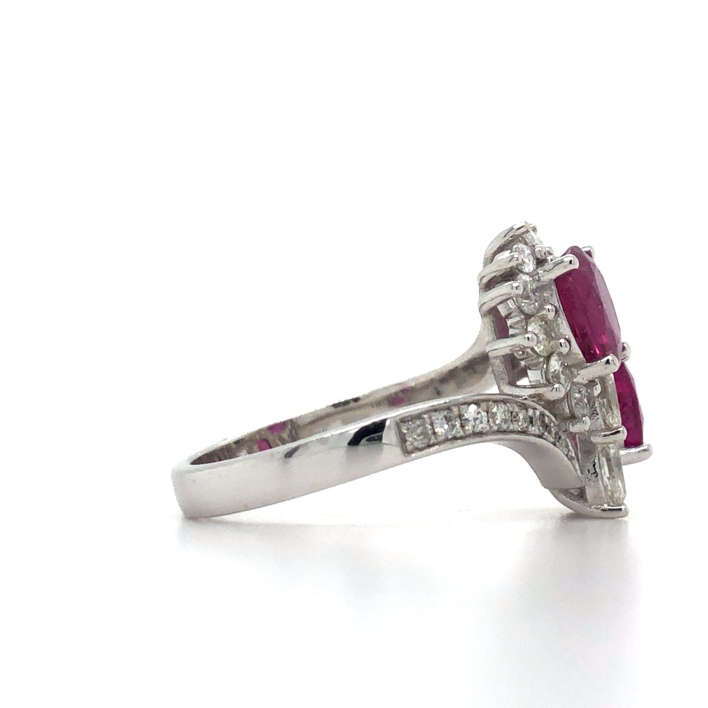 18K White Gold Ruby and Diamond Ring (Oval)