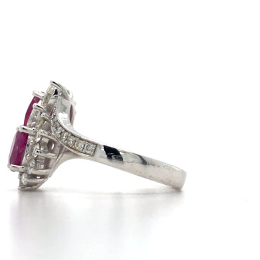 18K White Gold Ruby and Diamond Ring (Oval)
