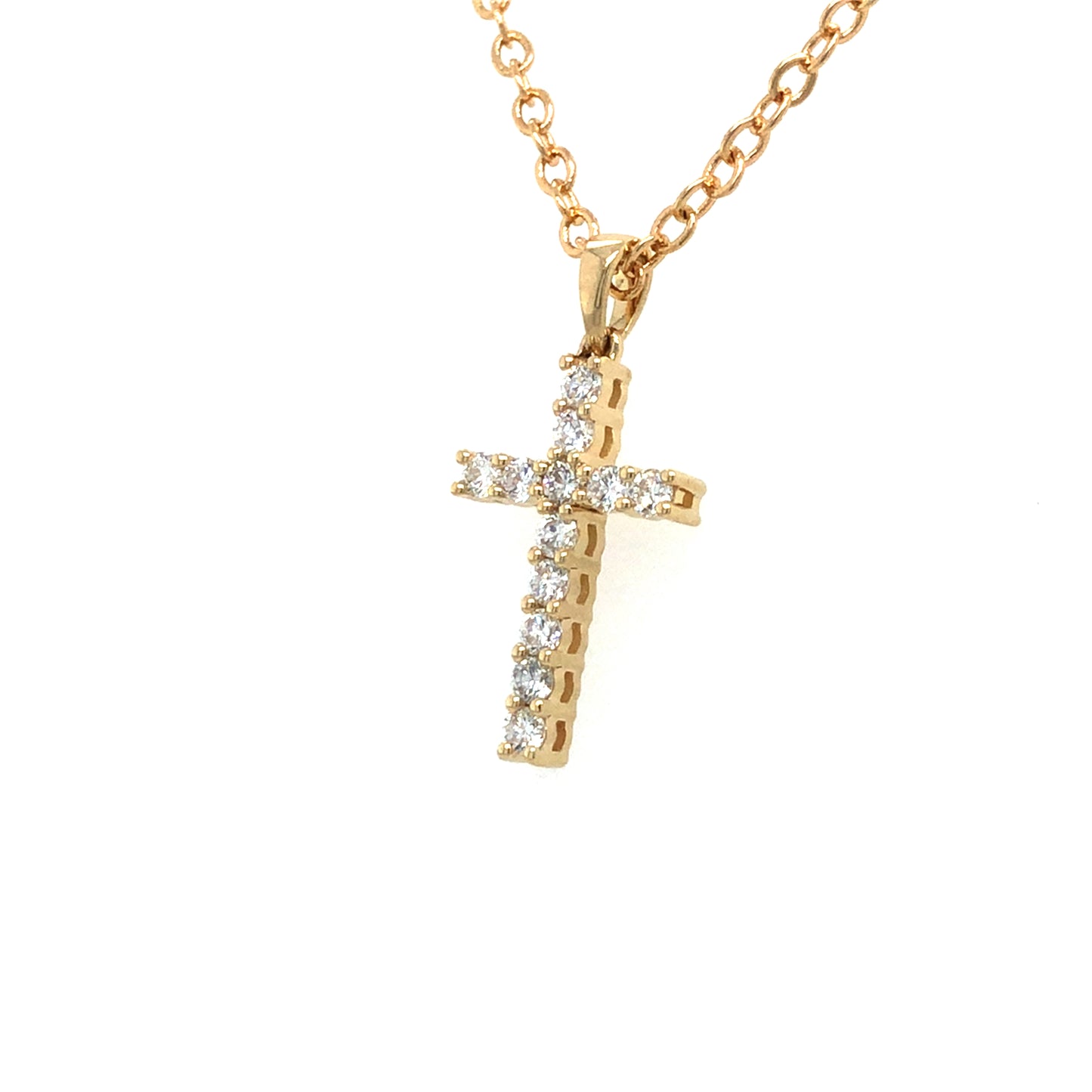 9K YG Lab Grown Diamond Cross Pendant
