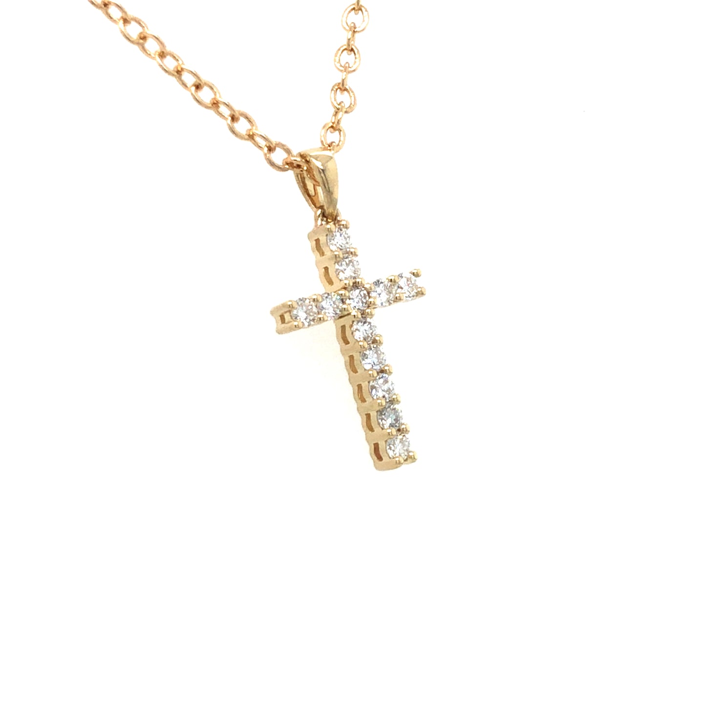 9K YG Lab Grown Diamond Cross Pendant
