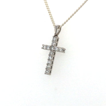 9K WG Lab Grown Diamond Cross Pendant