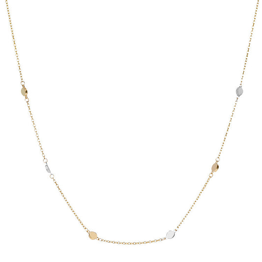 9K Yellow Gold 2-Tone Disc Necklace 45cm