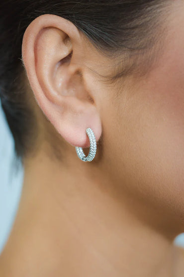 GODDESS PAVE HOOPS SILVER