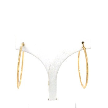 9K YG Bow Flat 1.5/30mm Hoop Earrings