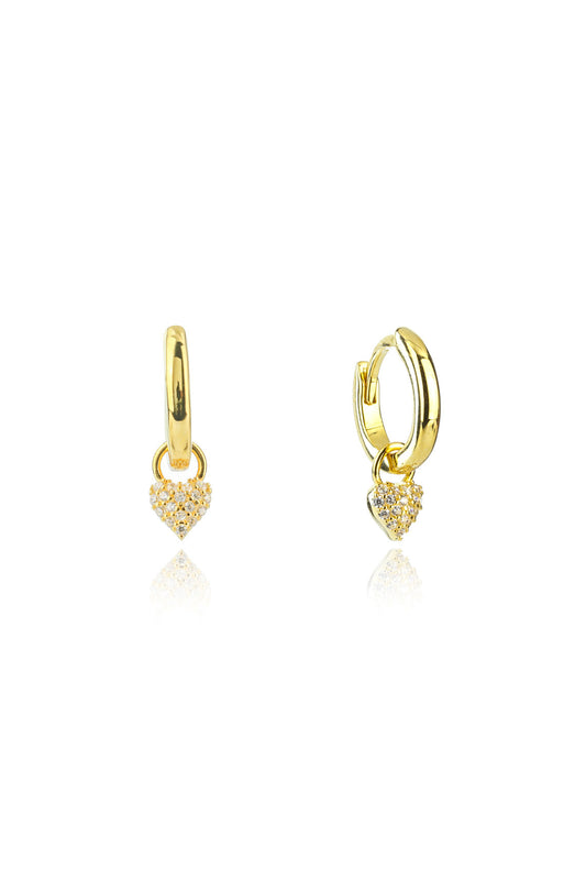 GEORGINI Sweetheart Sparkly Heart Mini Drop Hoops