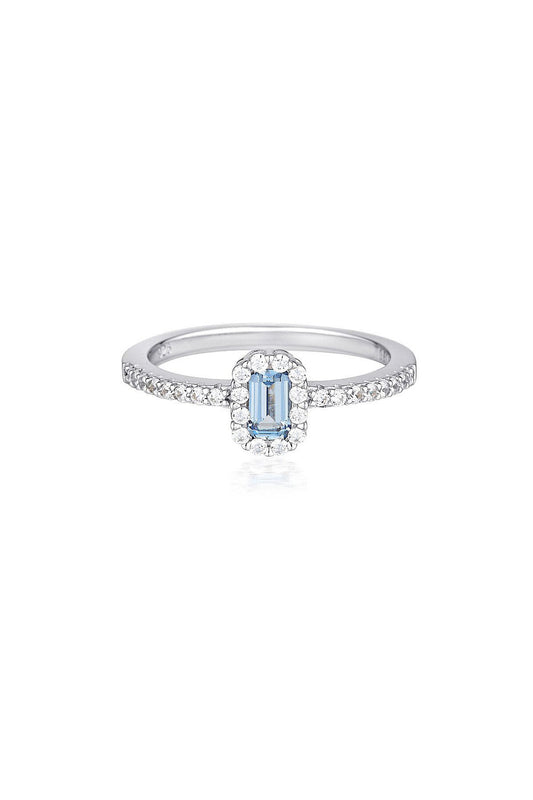 PARIS AQUA BLUE ZIRCONIA RING SILVER