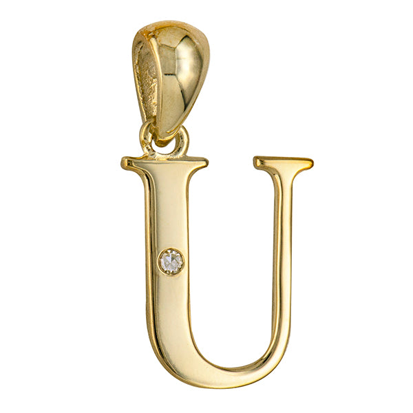 9Y Diamond Set Block Initial U Charm