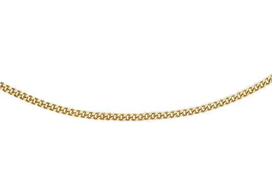 9K Yellow Gold 25 Diamond Cut Curb Chain 40cm