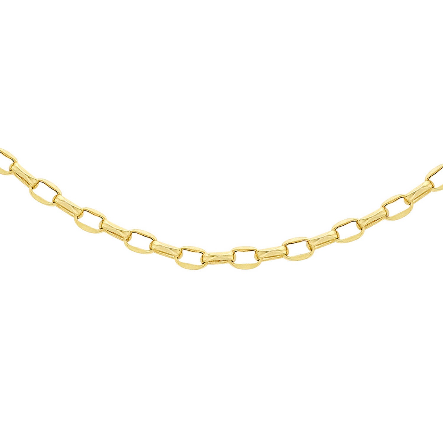 9K Yellow Gold Oval Belcher Necklace 50cm
