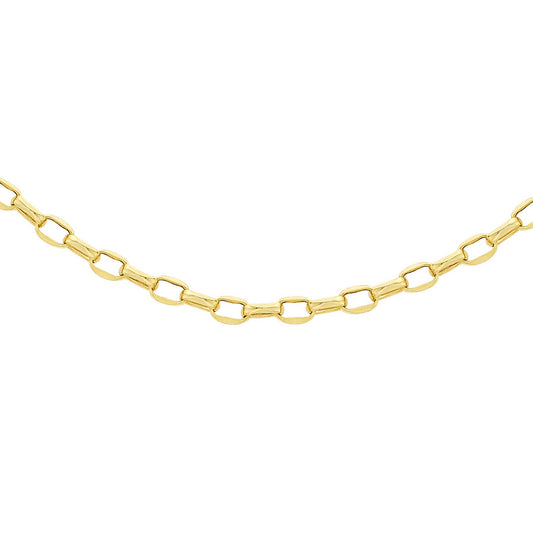 9K Yellow Gold Oval Belcher Necklace 50cm